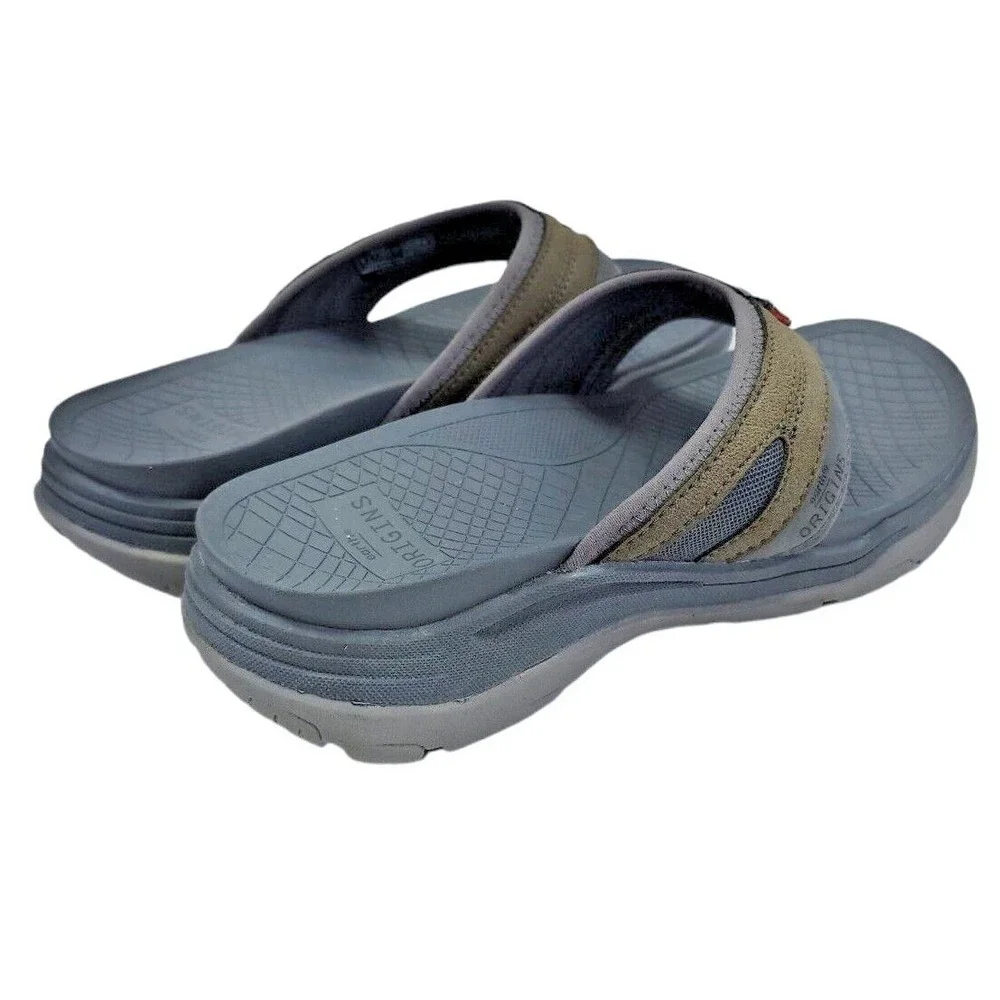 Earth Origins Boyd Men's Gray Brown Sport Comfort Sandals Flip Flop Thong Sz 8 M